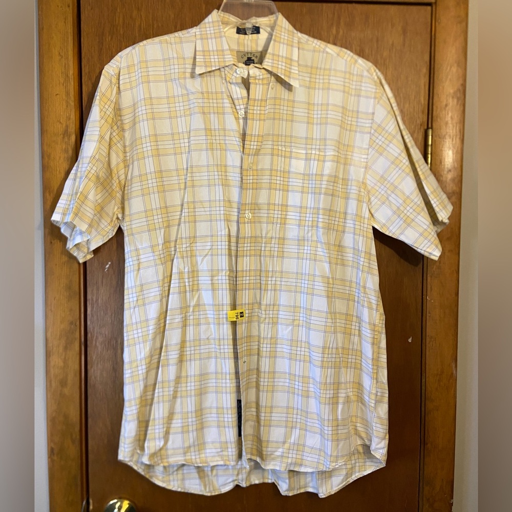 Cutter & Buck Men's Yellow and White Plaid Shirt